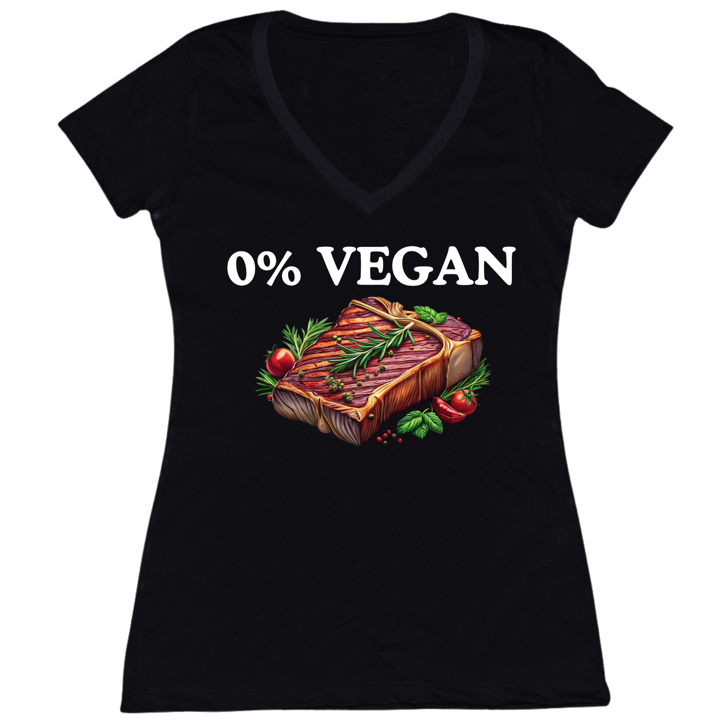 0% Vegan Womens V-Neck Tee