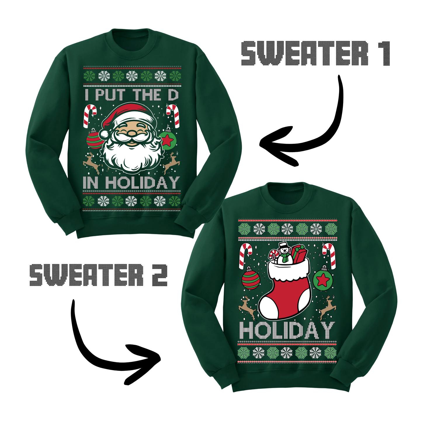 Couples Ugly Christmas Sweater I Put The D In Holiday