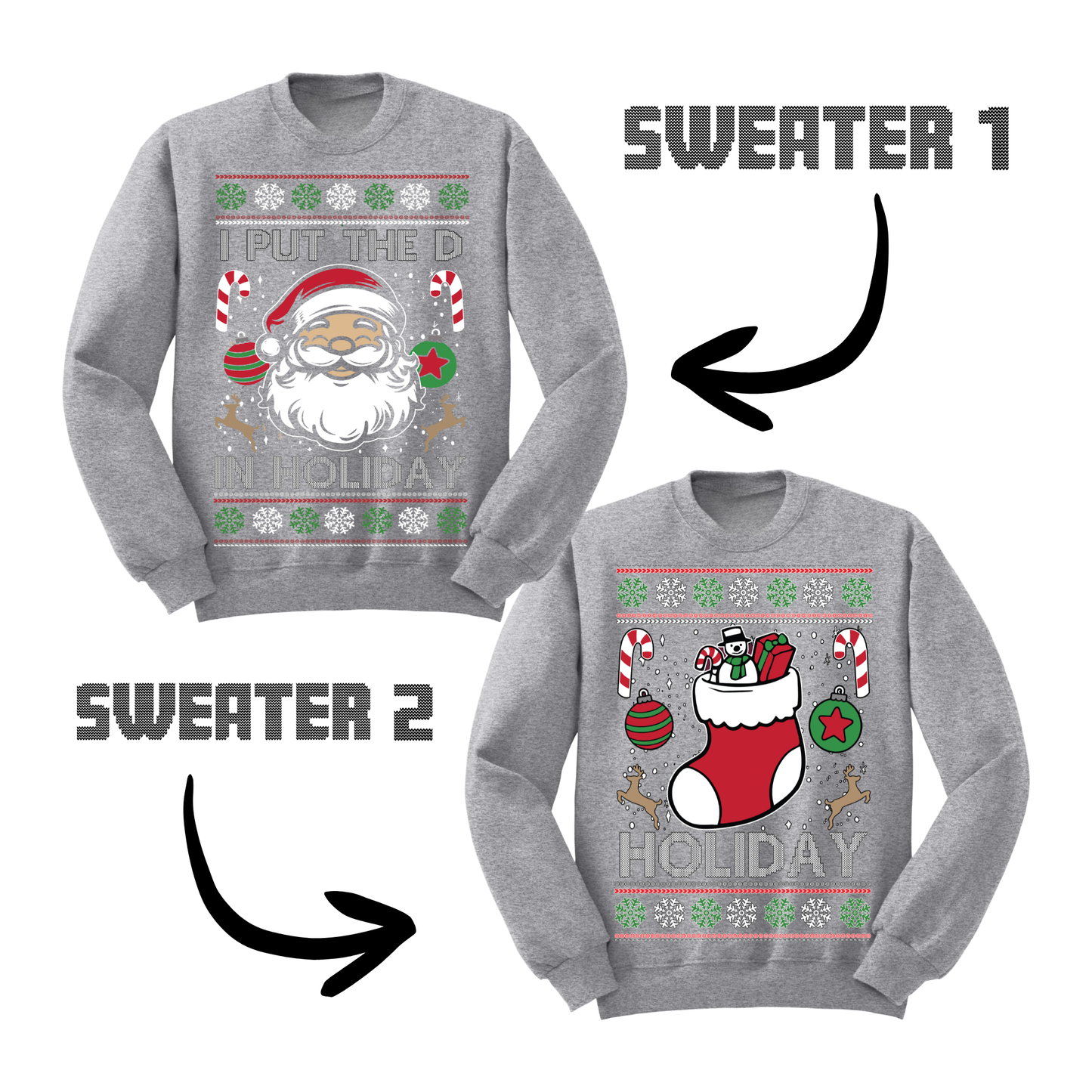 Couples Ugly Christmas Sweater I Put The D In Holiday