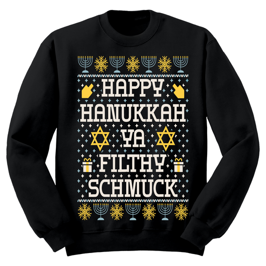 Ugly Hannukah Sweater Happy Hanukkah Filthy Schmuck