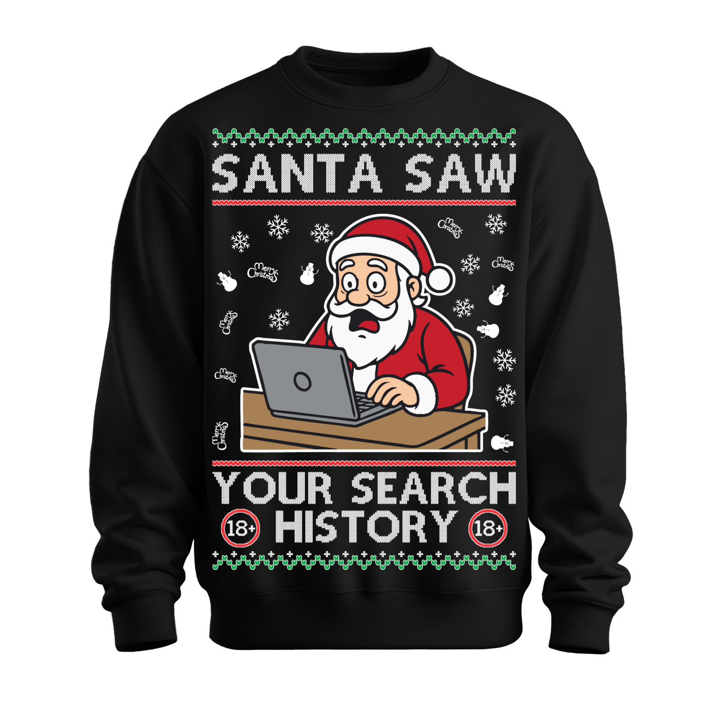 Ugly Christmas Sweater Santa Saw Search History