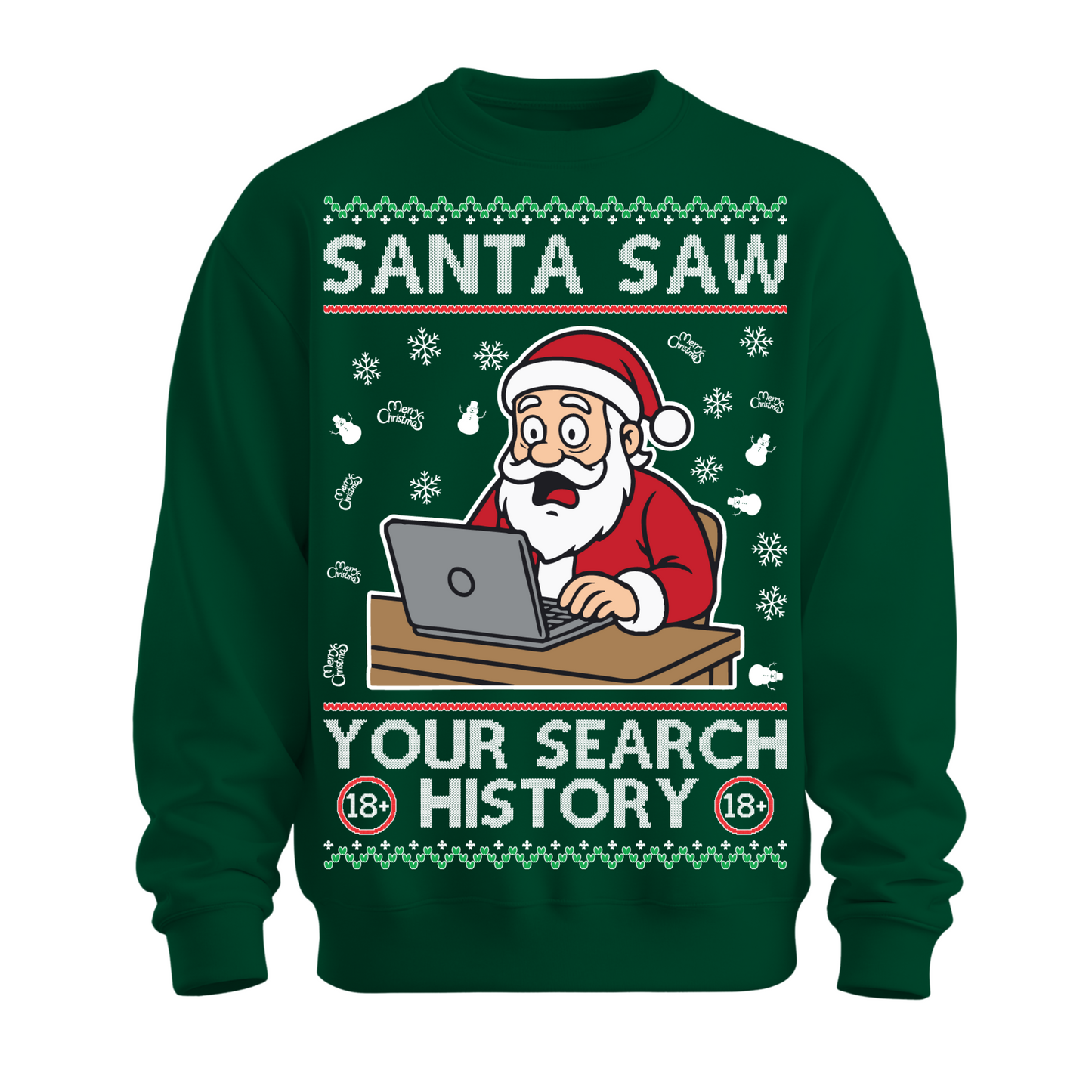 Ugly Christmas Sweater Santa Saw Search History