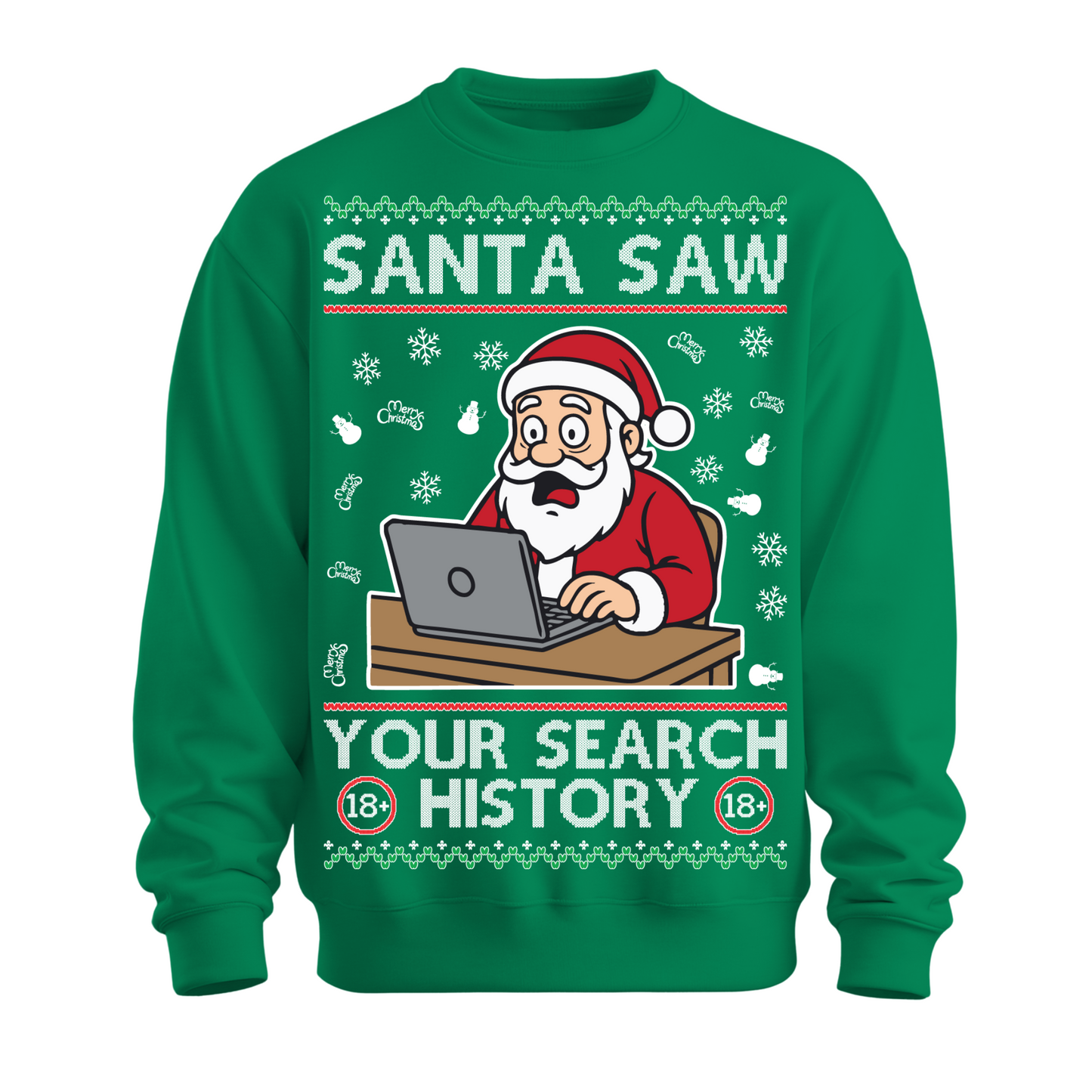 Ugly Christmas Sweater Santa Saw Search History