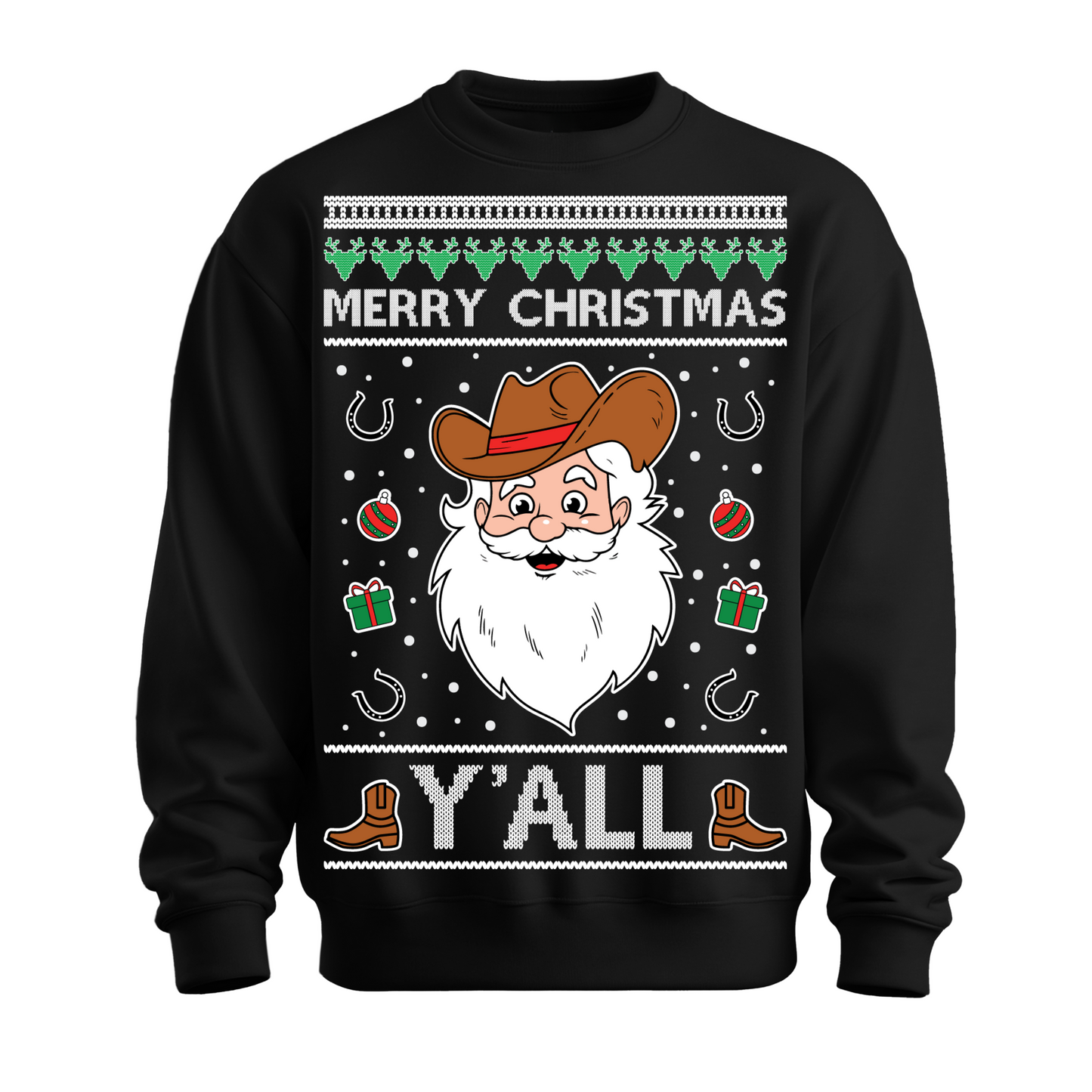 Ugly Christmas Sweater Merry Christmas Yall Country Santa