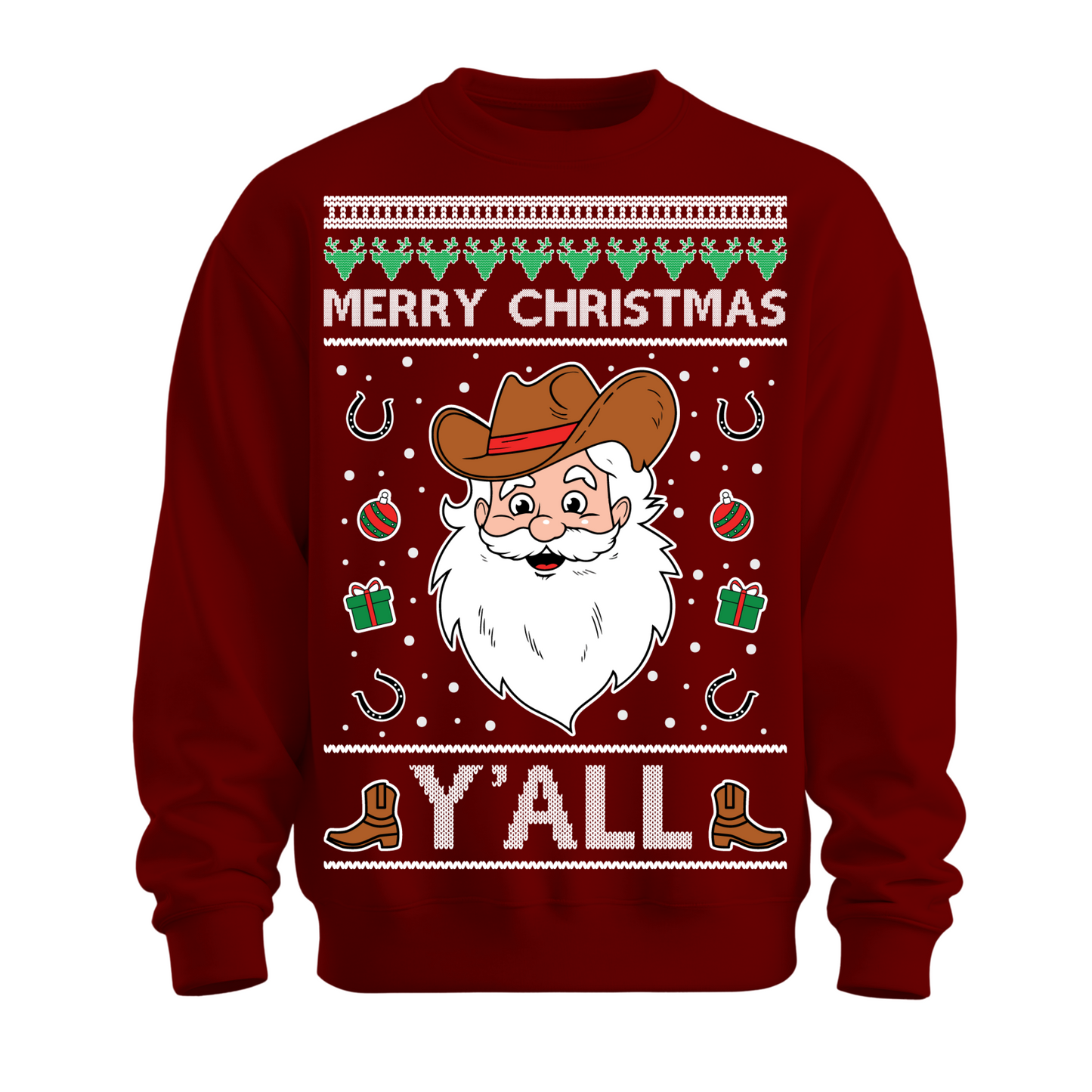 Ugly Christmas Sweater Merry Christmas Yall Country Santa