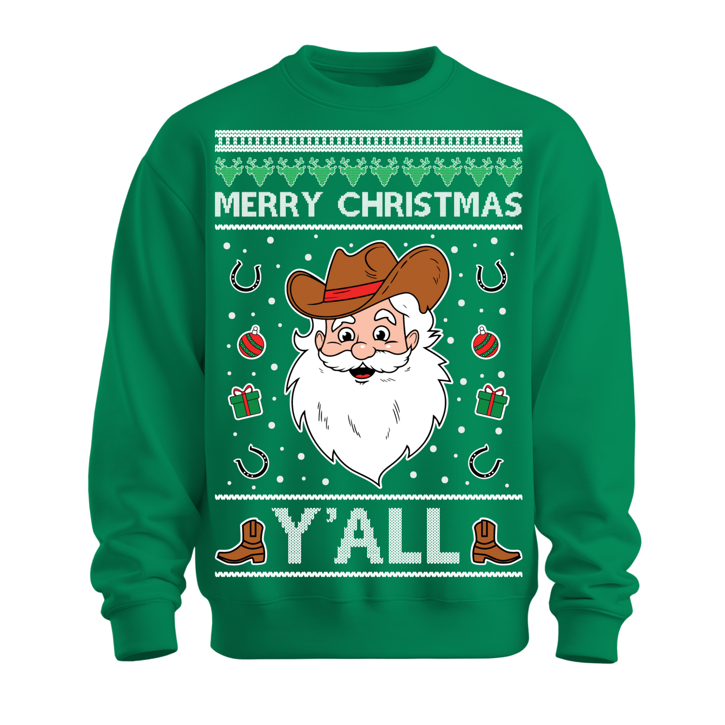 Ugly Christmas Sweater Merry Christmas Yall Country Santa