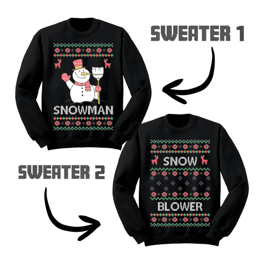 Ugly Christmas Sweater Snowman Snow Blower Matching Sweatshirts