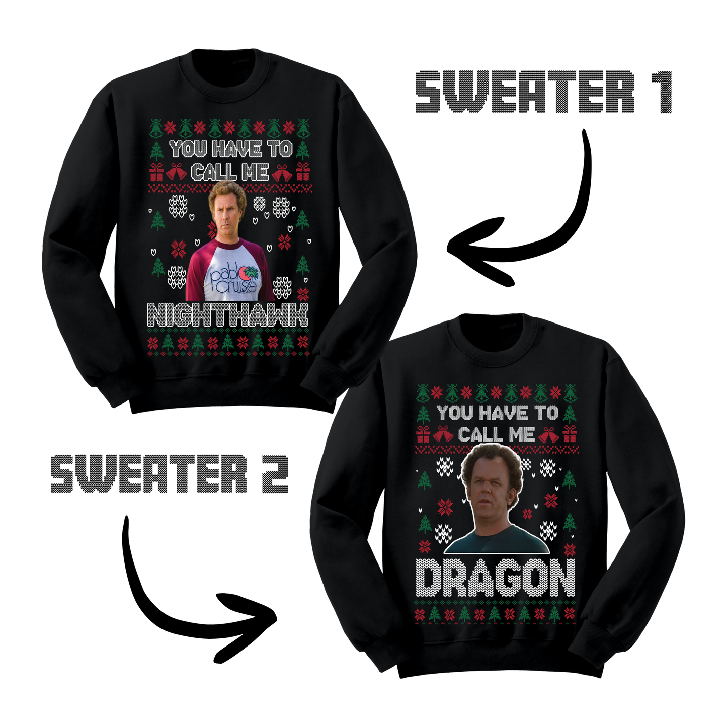 Ugly Christmas Sweater Step Brothers Nighthawk Dragon Matching Sweatshirts