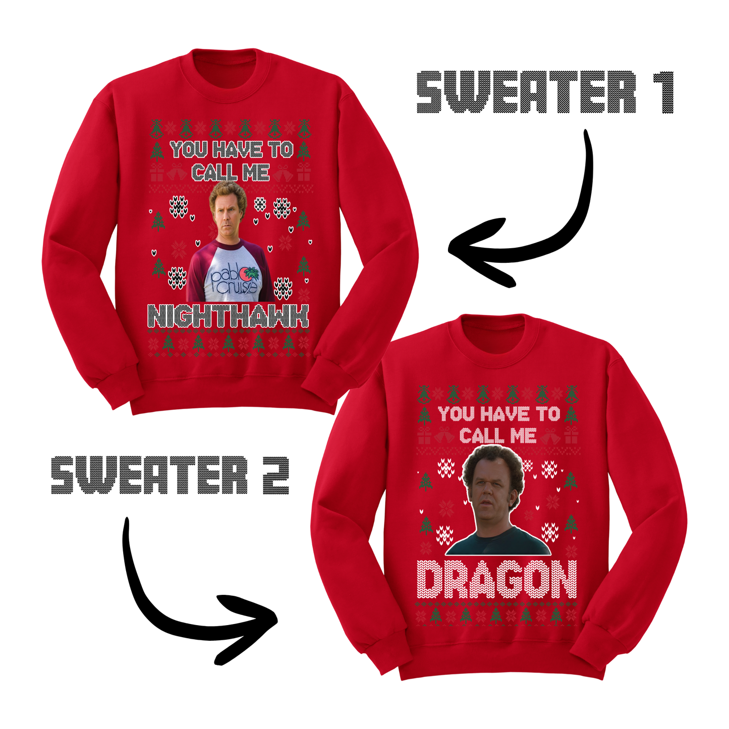 Ugly Christmas Sweater Step Brothers Nighthawk Dragon Matching Sweatshirts