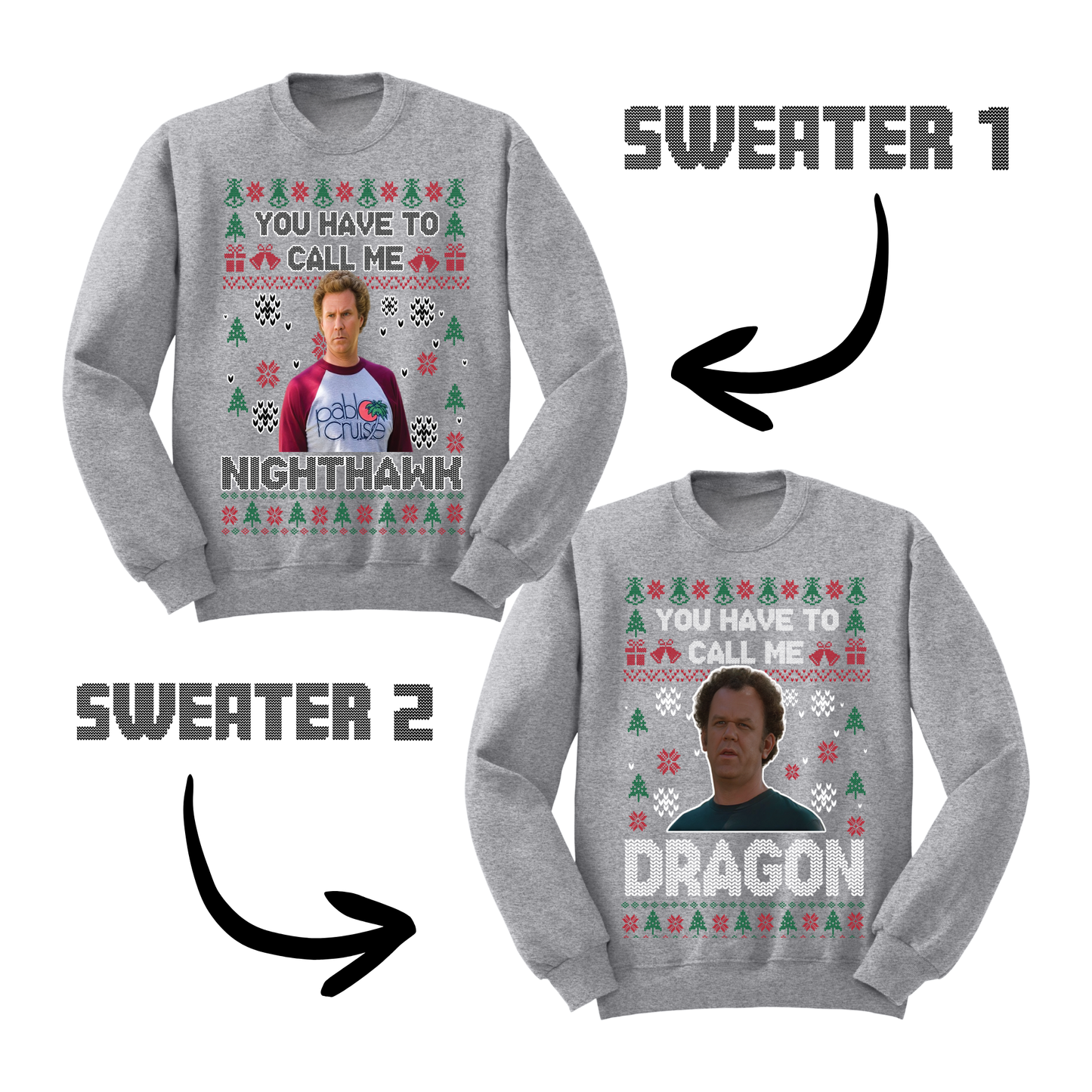Ugly Christmas Sweater Step Brothers Nighthawk Dragon Matching Sweatshirts