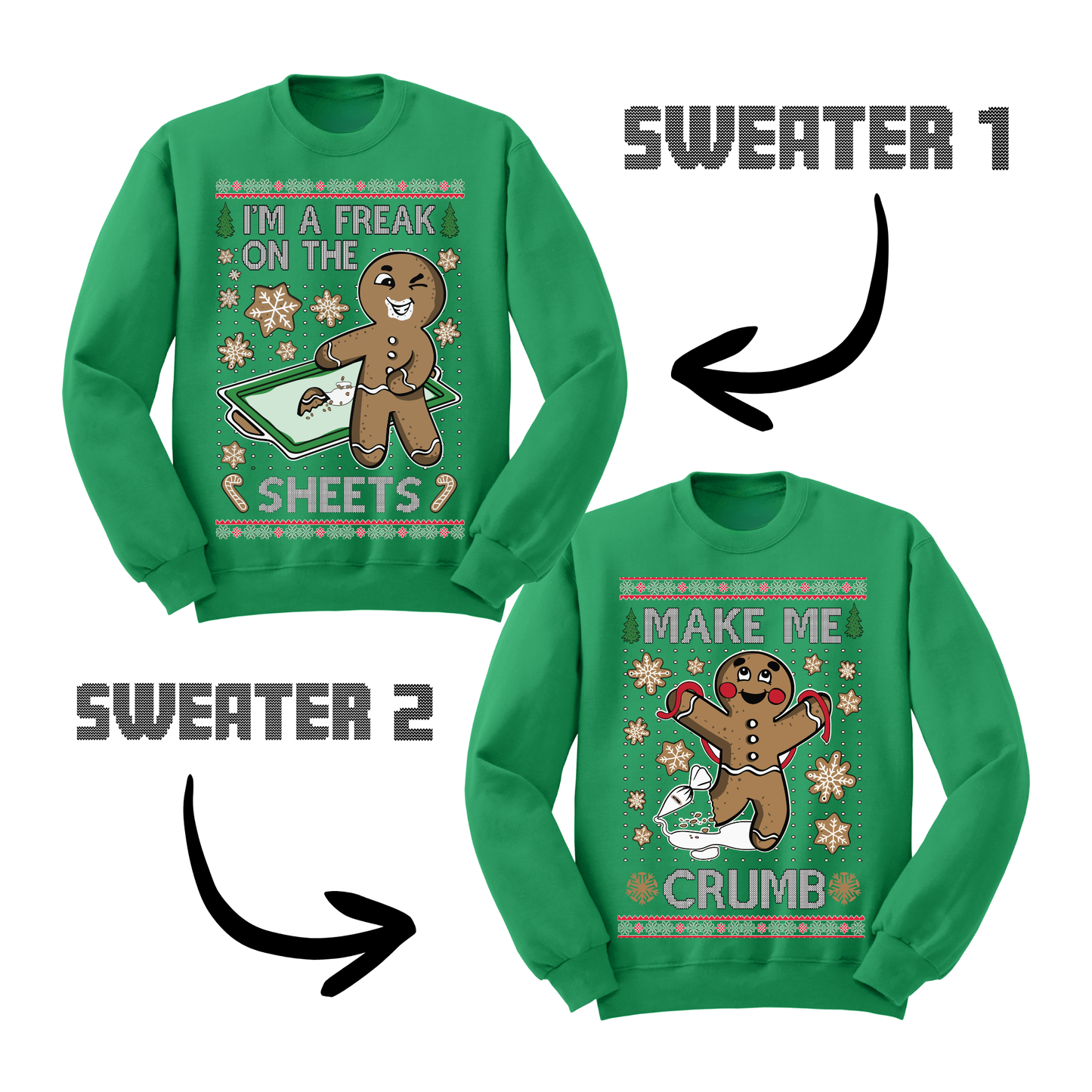 Couples Ugly Christmas Sweater Freak Sheets Make Crumb Sweatshirts