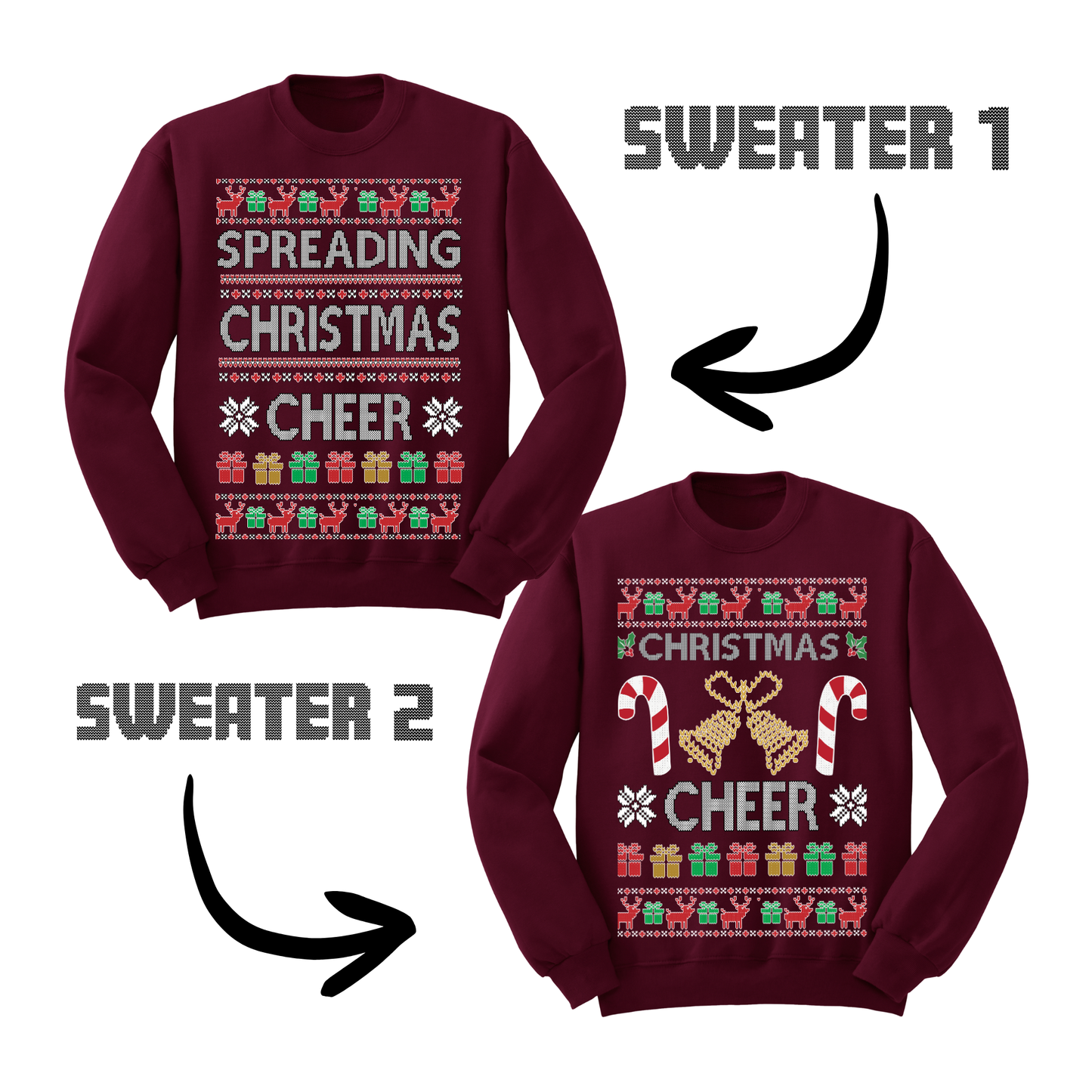 Couples Ugly Christmas Sweater Spreading Christmas Cheer