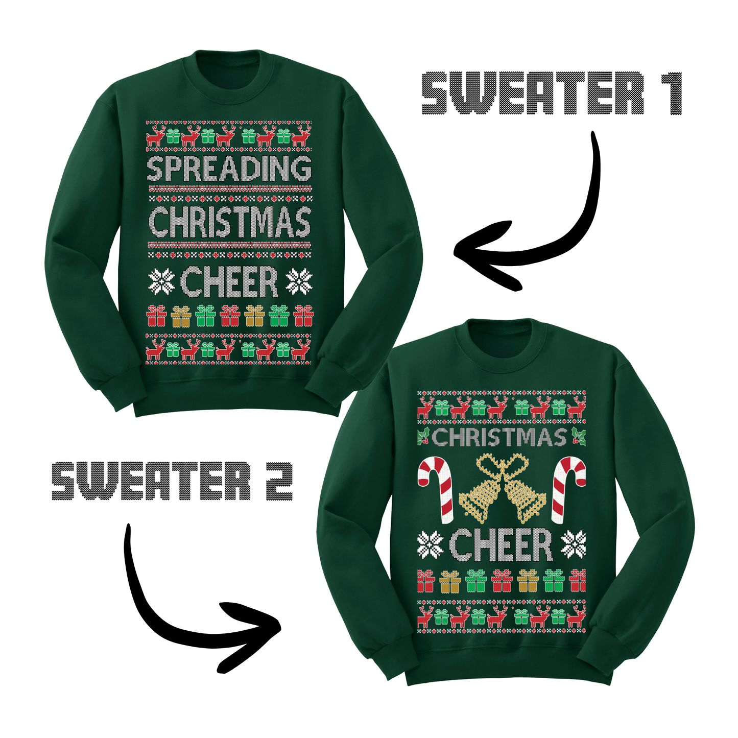 Couples Ugly Christmas Sweater Spreading Christmas Cheer