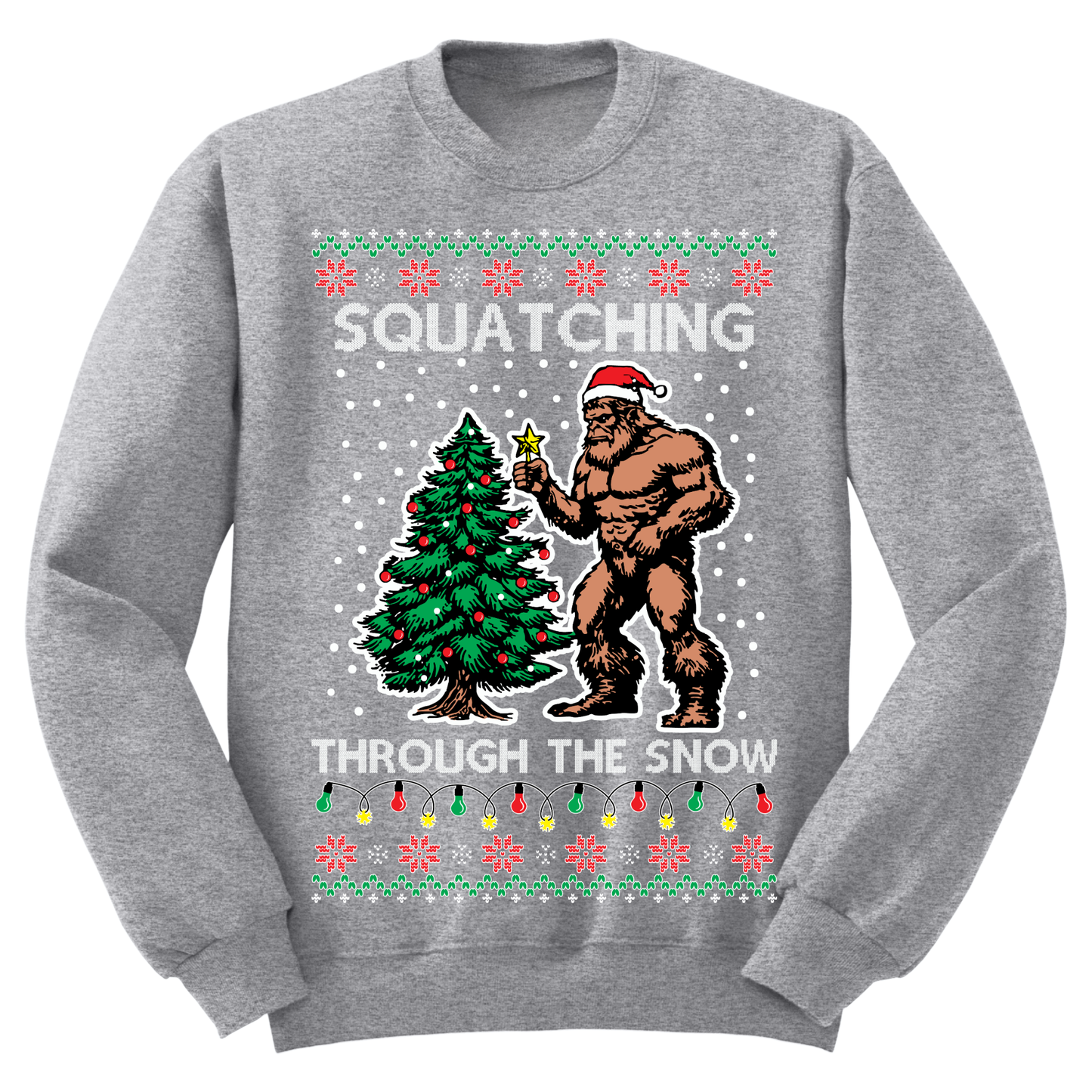 Ugly Christmas Sweater Squatch Through The Snow