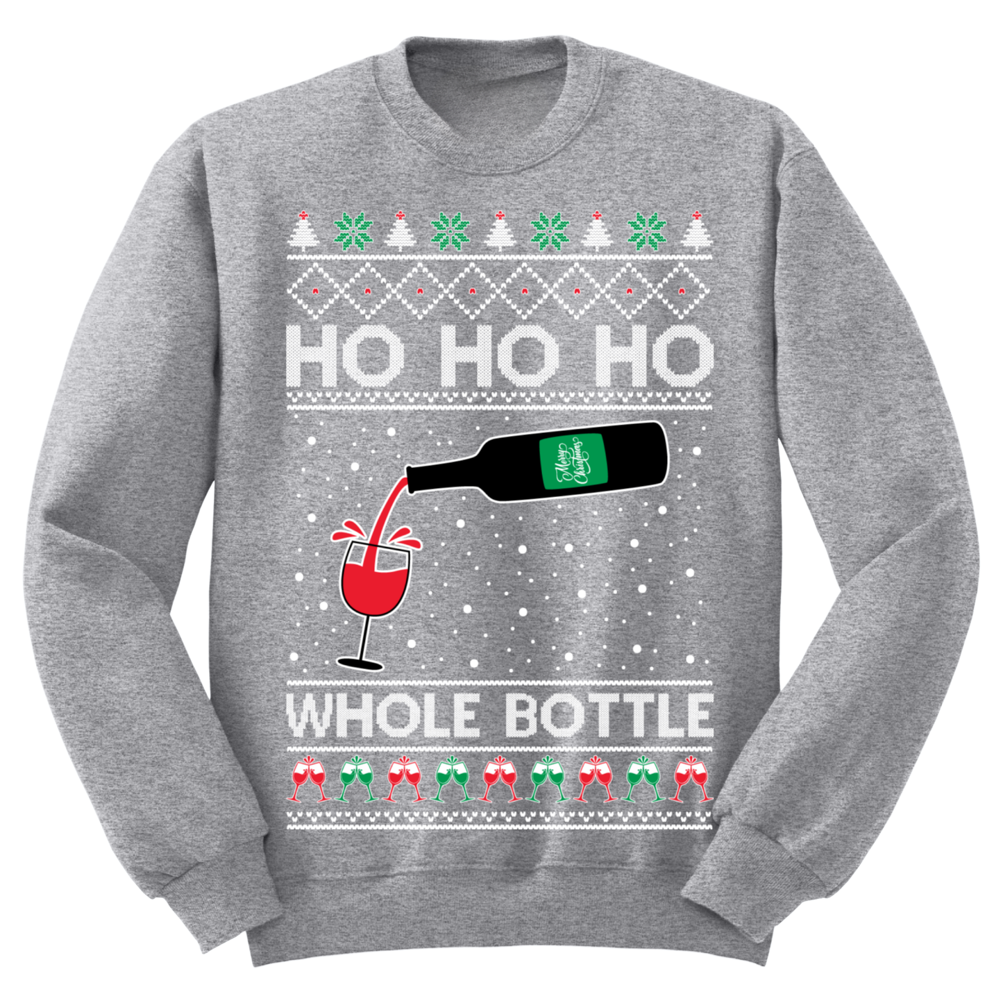 Ugly Christmas Sweater Ho Ho Whole Bottle Wine