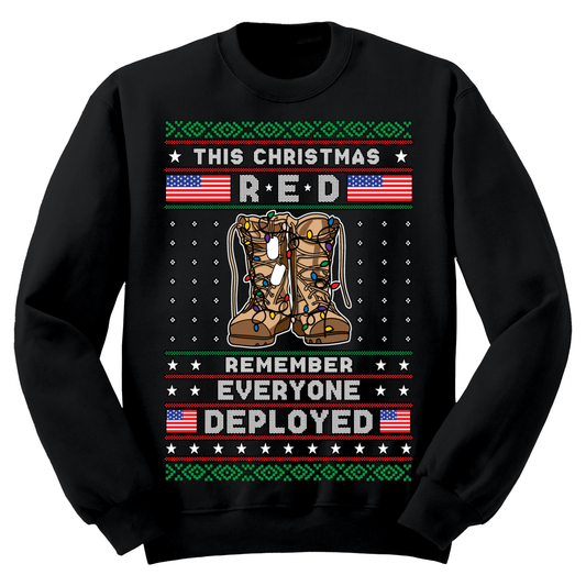 Ugly Christmas Sweater Army Air Force Navy Marine Remember Everyone Deployed