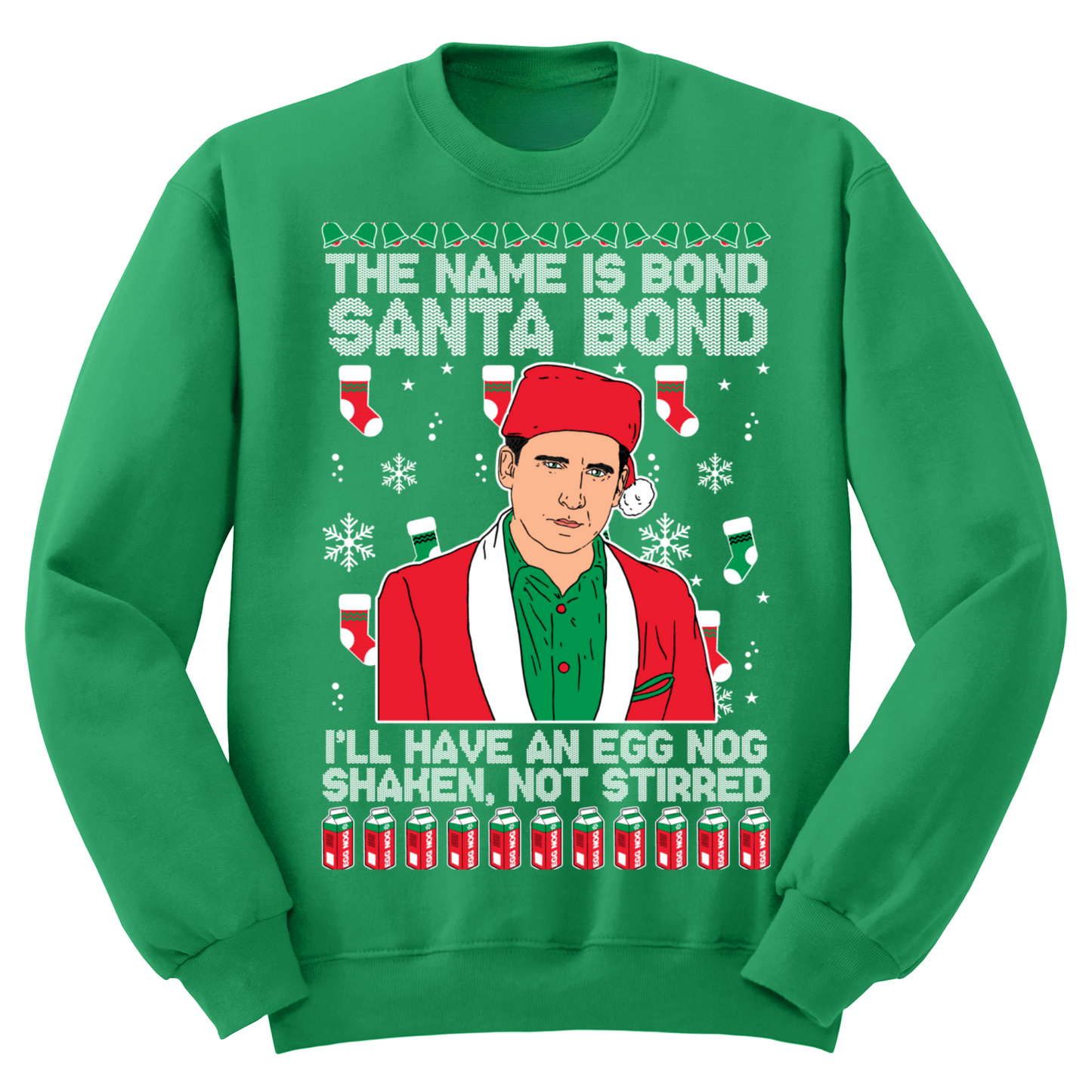 Ugly Christmas Sweater Santa Bond Egg Nog Shaken Not Stirred
