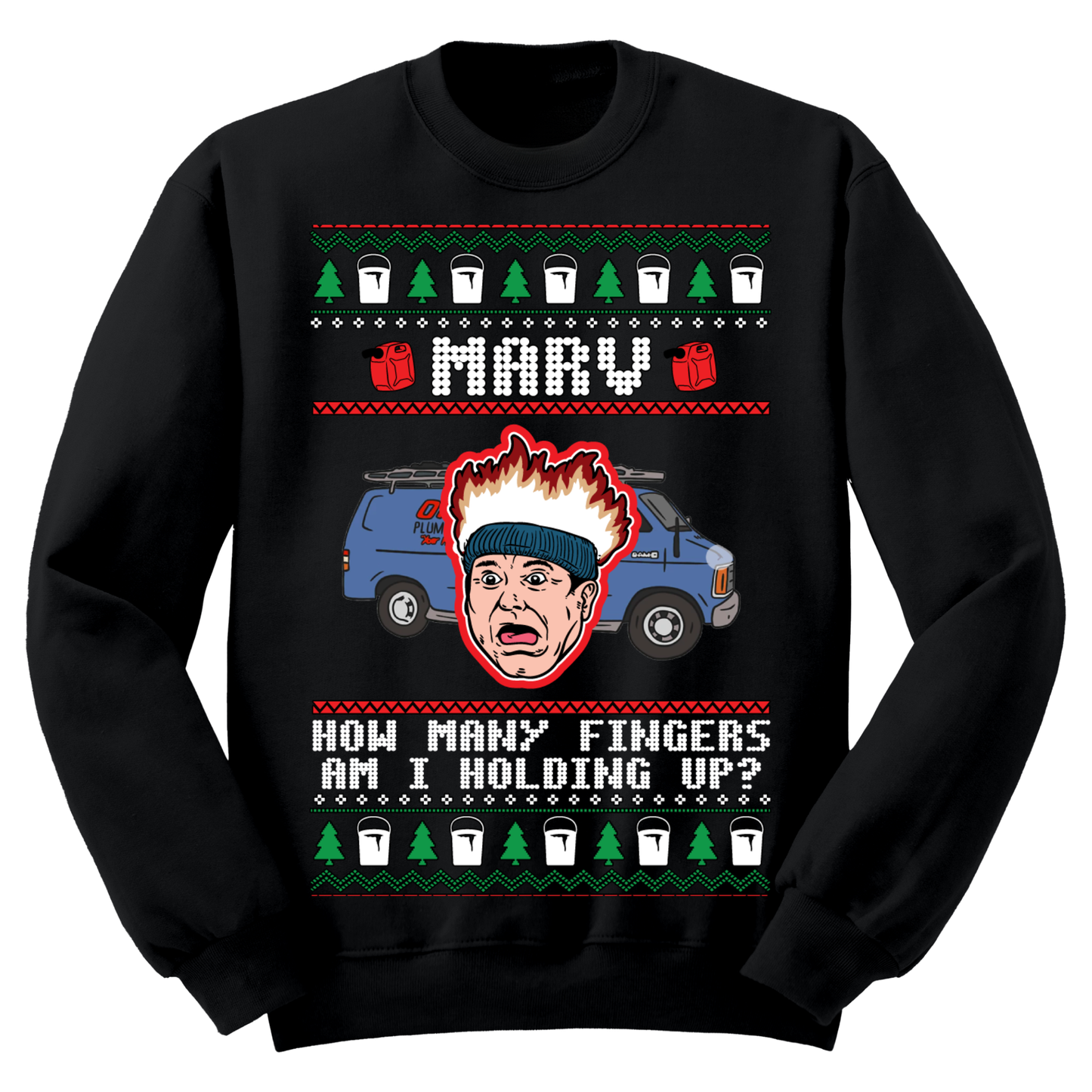 Ugly Christmas Sweater How Many Fingers Marv