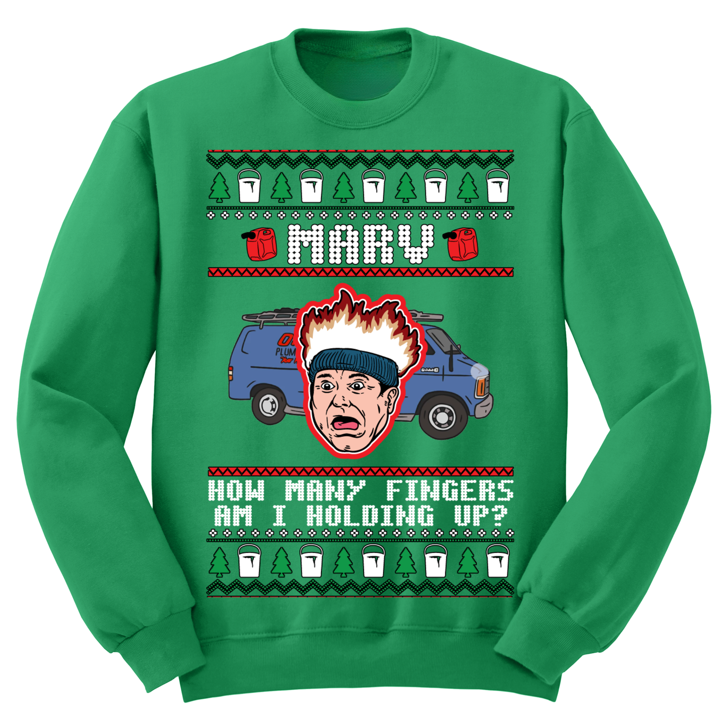 Ugly Christmas Sweater How Many Fingers Marv