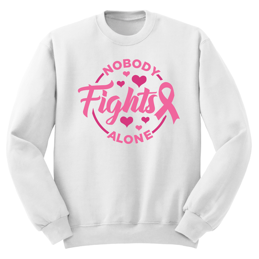 Nobody Fights Alone Breast Cancer Crewneck Sweater