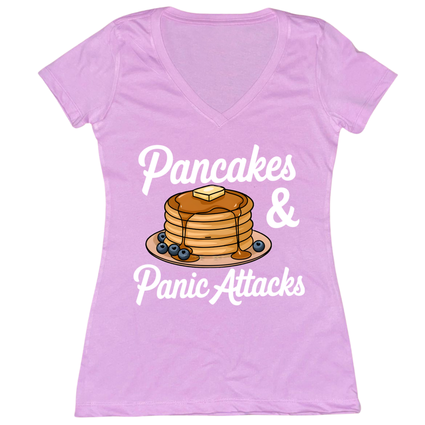 Pancakes And Panic Attacks Womens V-Neck Tee