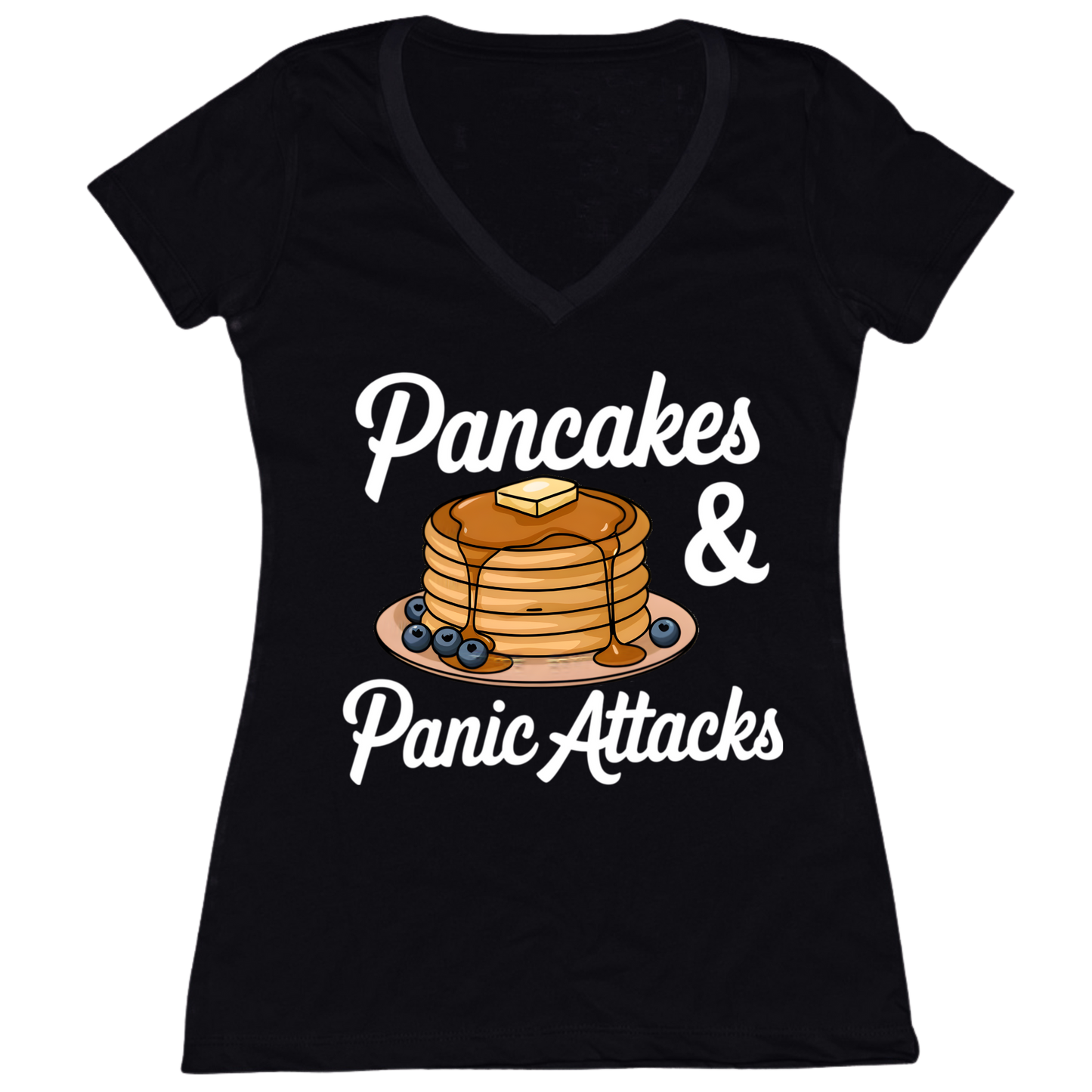 Pancakes And Panic Attacks Womens V-Neck Tee