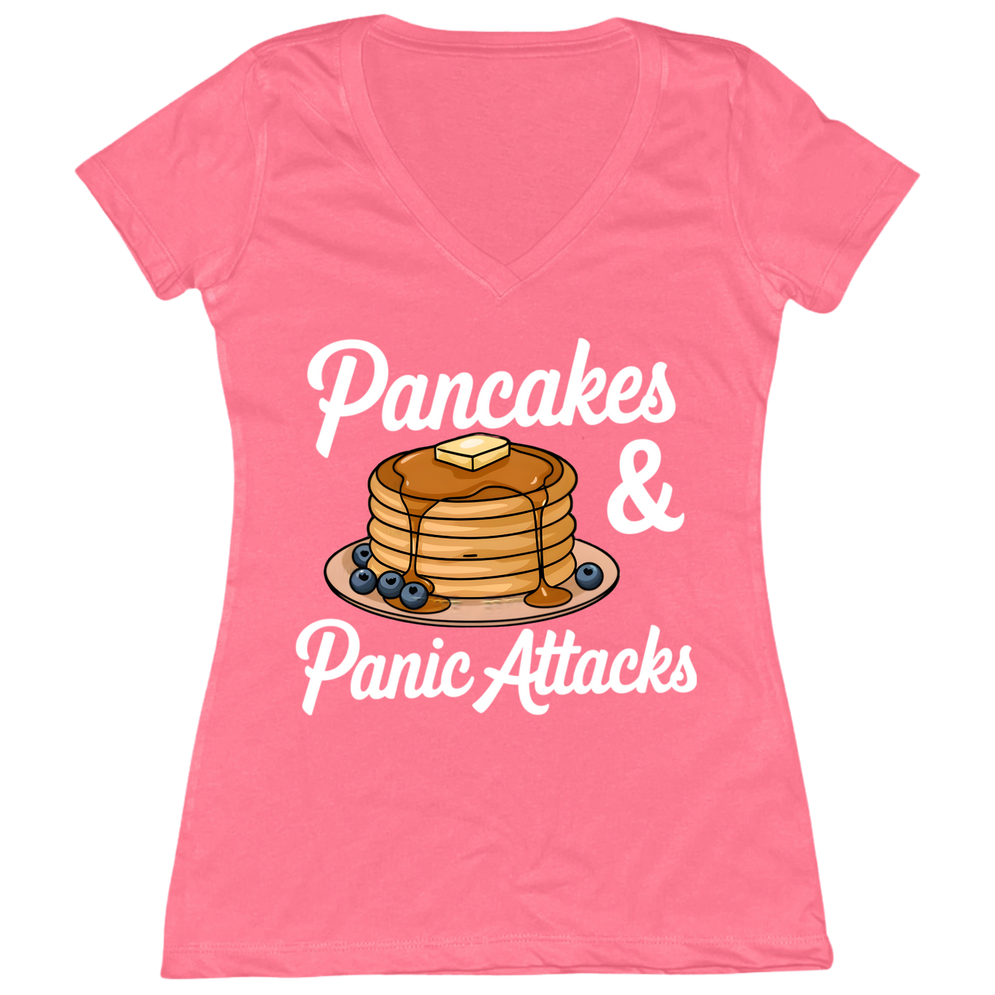 Pancakes And Panic Attacks Womens V-Neck Tee