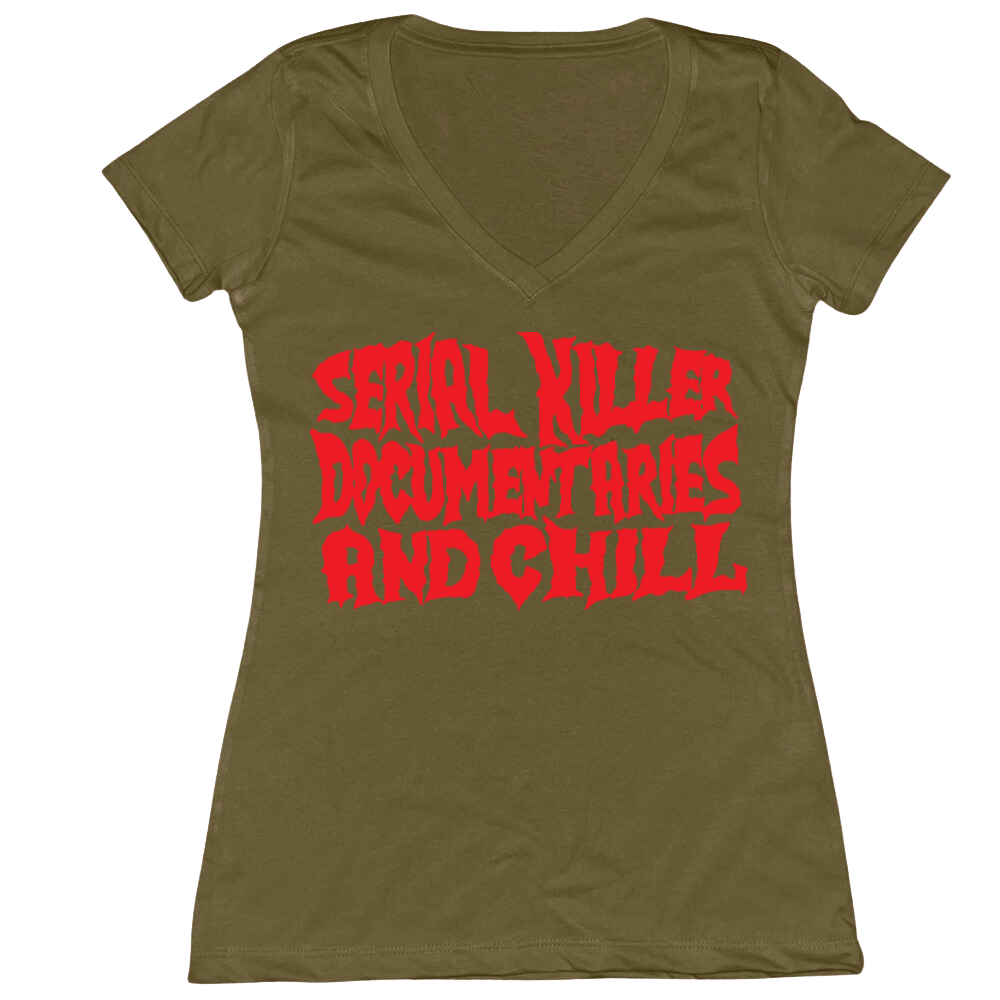 Serial Killer Documentaries And Chill Ladies V-Neck Tee