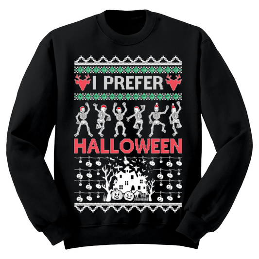 I Prefer Halloween Ugly Christmas Sweater