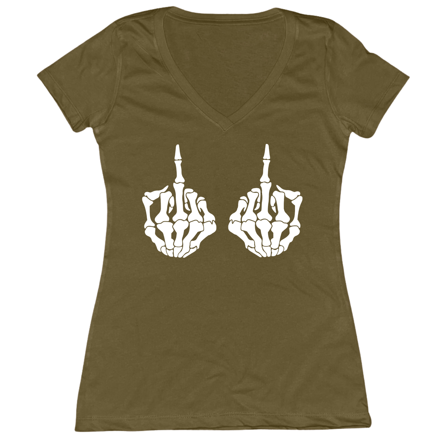 Skull Fingers Womens V-Neck Tee