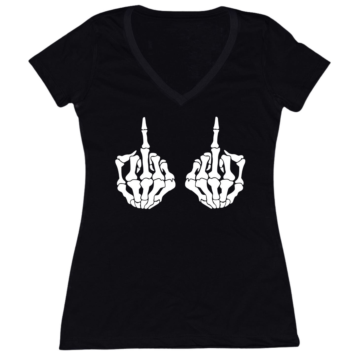Skull Fingers Womens V-Neck Tee
