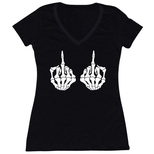 Skull Fingers Womens V-Neck Tee