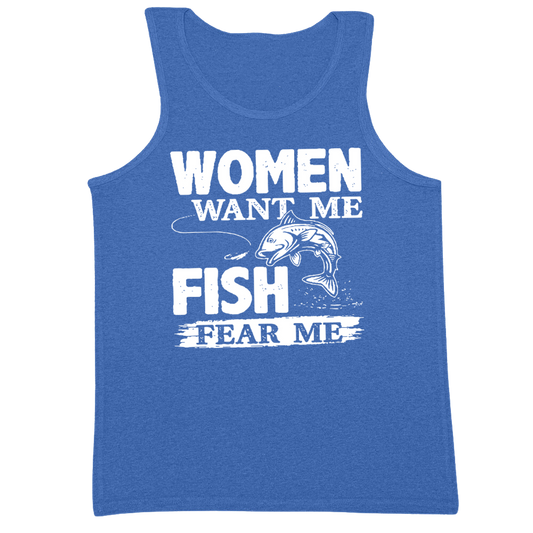 Women Want Me Fish Fear Me Mens Tank Top