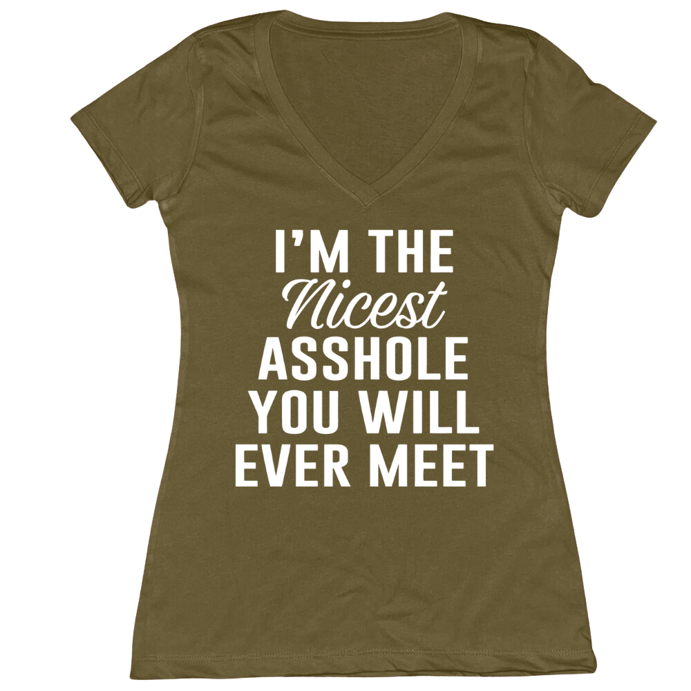 I'm The Nicest Asshole You'll Ever Meet Ladies V-Neck Tee